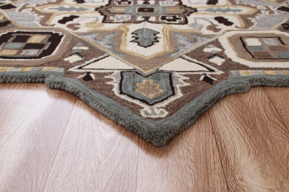 Southwestern Winter Cabin Medallion Shape Rug, 7' Round