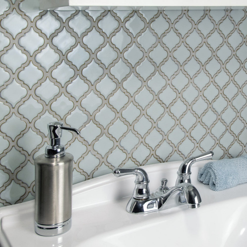 Hudson Tangier Mosaic Floor and Wall Tile, Silk White, Sample
