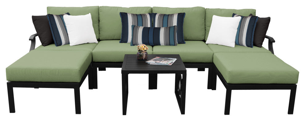 kathy ireland Madison Ave. 7 Piece Aluminum Patio Furniture Set 07a, Forest