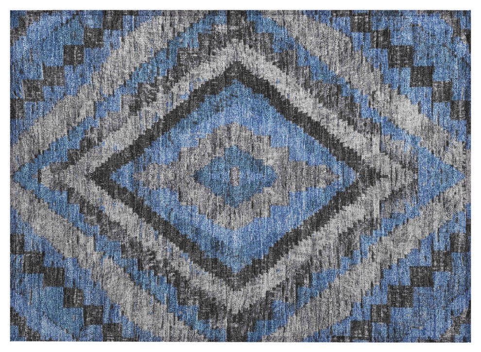Machine Washable Indoor/Outdoor Chantille ACN1890 Blue 1'8" x 2'6" Rug