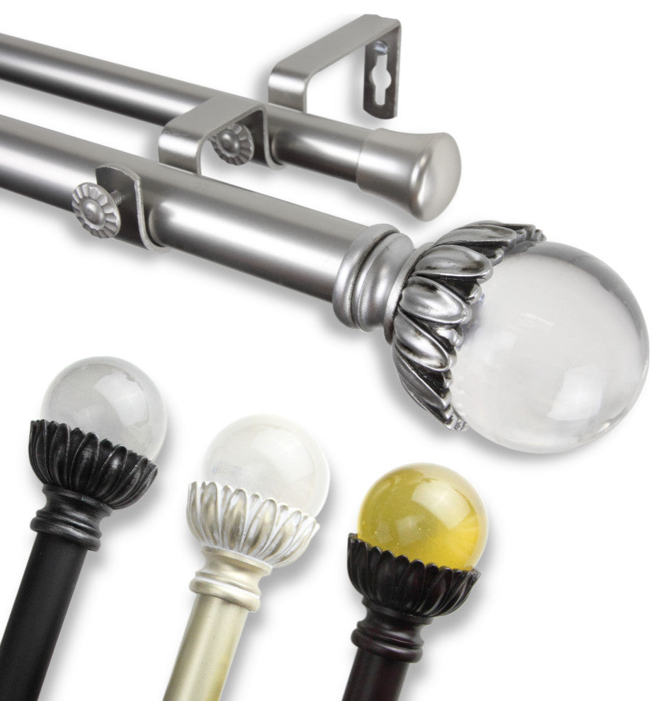 Nilo 1" Double Curtain Rod, Black, 160-240"