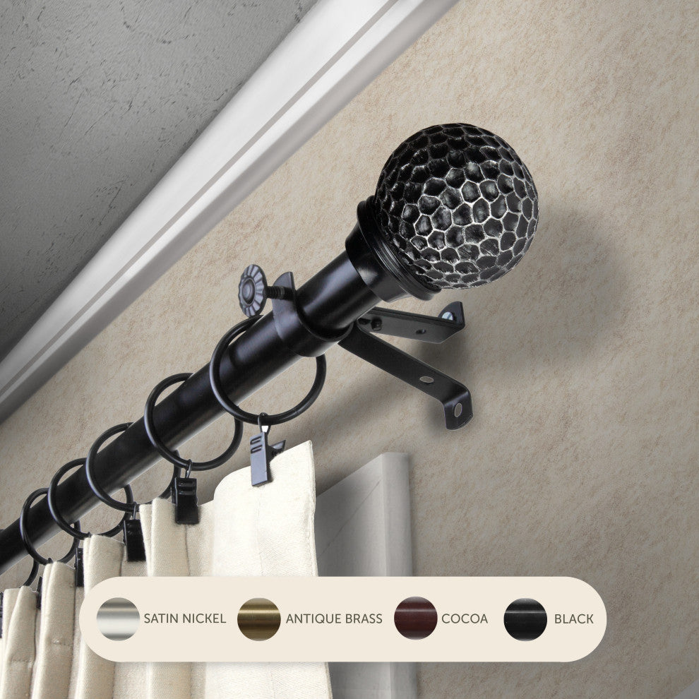 Nicholson 13/16" Curtain Rod, Black, 120-170"