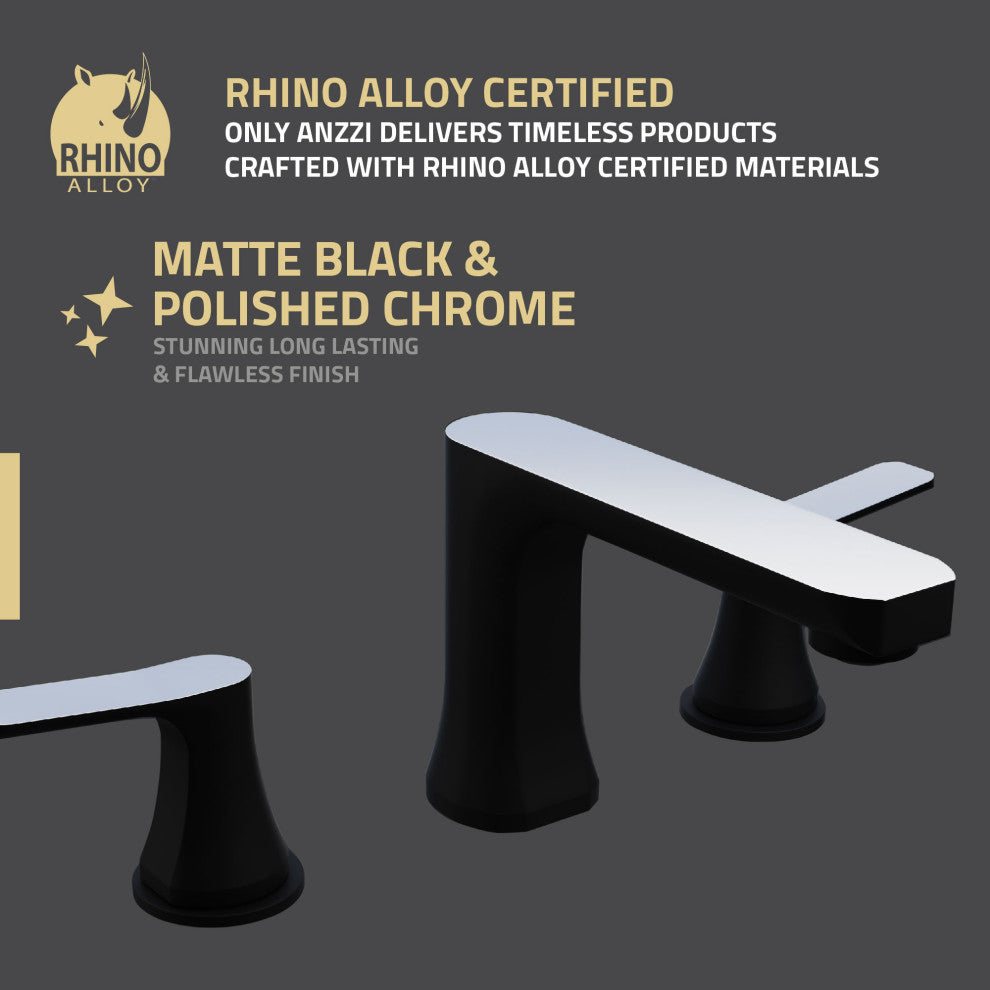 2-Handle 3-Hole Widespread Bathroom Faucet, Matte Black and Chrome