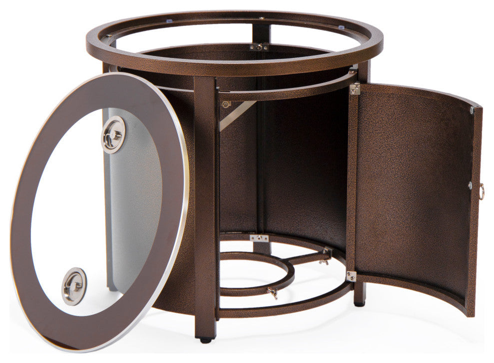 LeisureMod Walbrooke Patio Conversation Set With Fire Pit Table, Grey