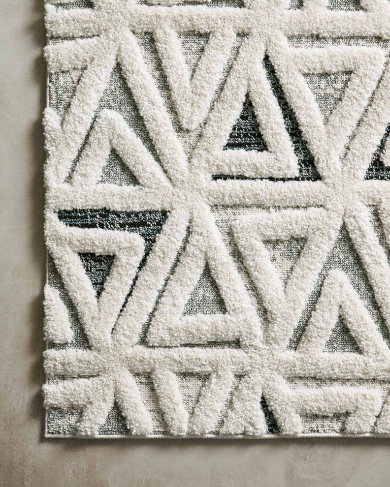 Textural Geometric Hagen Area Rug, 2'-7" X 4', Hag-02 Blue / Multi