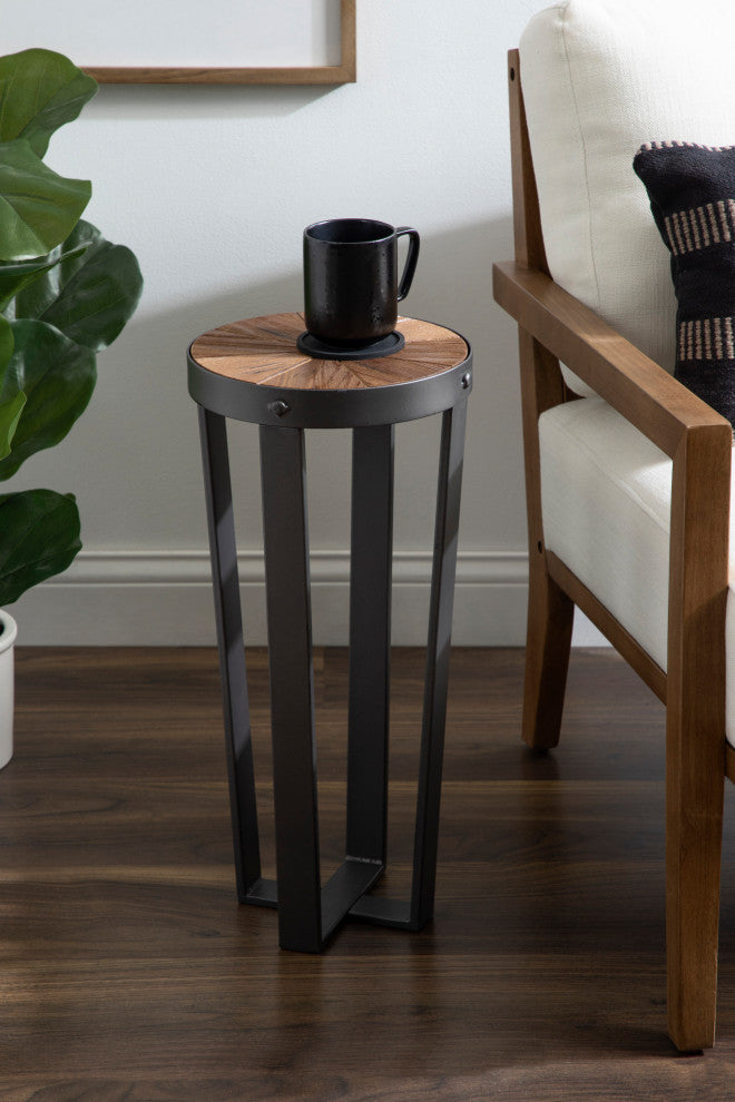 Gerhardt Round Drink Table, Rustic Brown/Black, 10x10x22