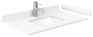 Strada 36" Single Vanity in Gray, White  Marble Top, Sink, Black Trim