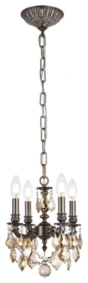 Elegant Lighting 9104D10-GT/RC Lillie 4 Light 10"W Crystal - Dark Bronze