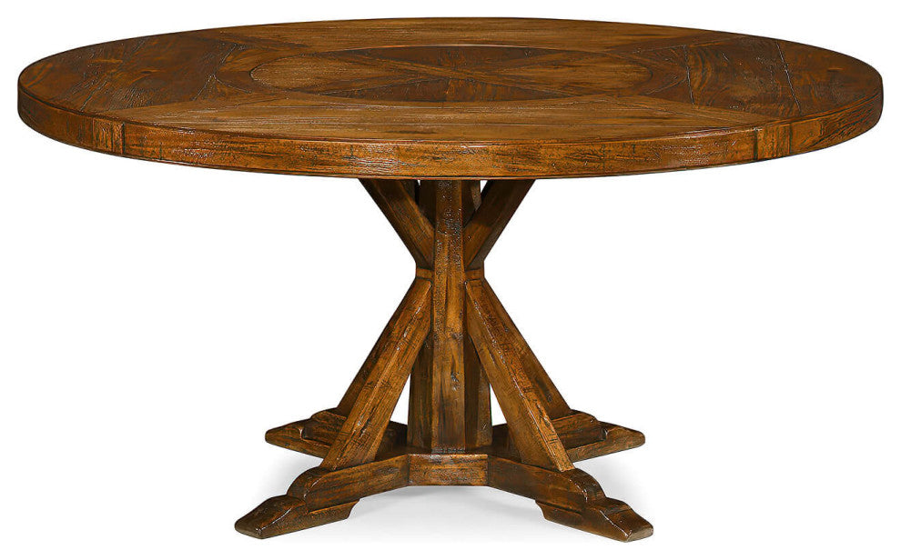 Rustic Round Dining Table, 60", Walnut