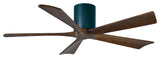 Irene-5 60" Hugger Ceiling Fan, Black With Walnut Blades