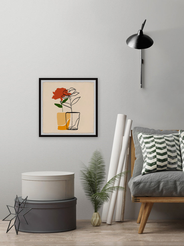 "A Single Flower" Framed Painting Print, 12x12