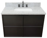 37" Single Wall Mount Vanity, Cappuccino Finish With Gray Granite Top