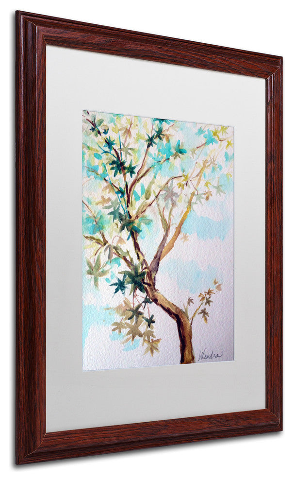 Wendra 'Blue Maple' Matted Framed Art, Wood Frame, White Mat, 16x20