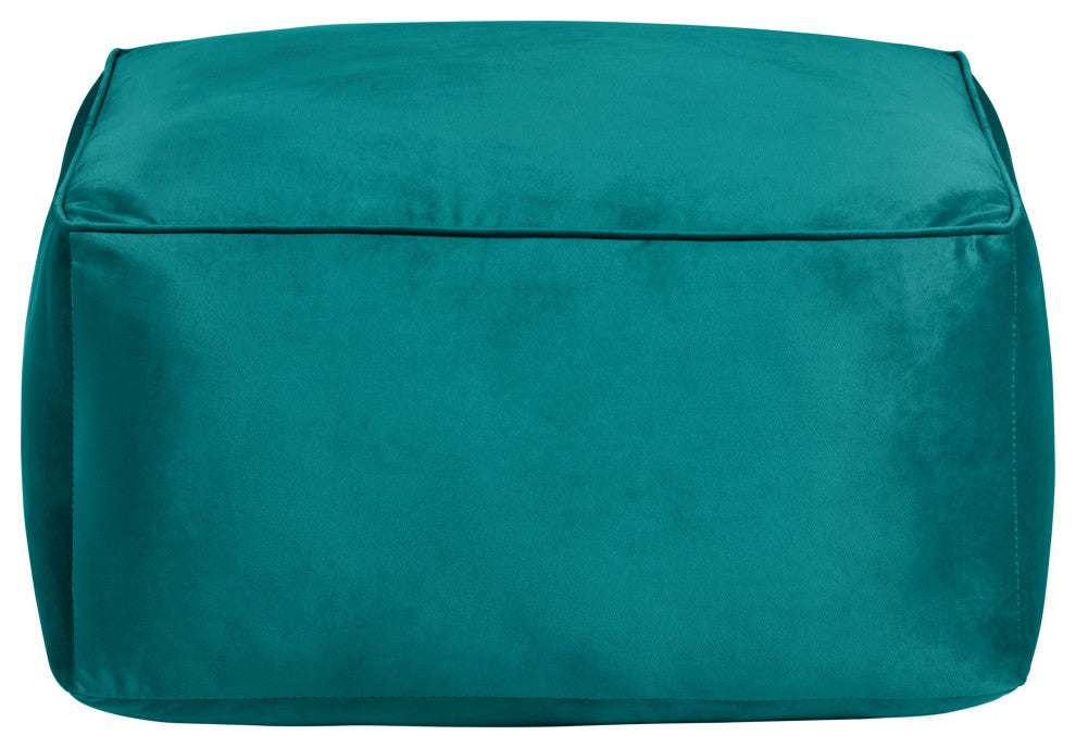 Cerra Velvet Square Pouf, Jade Green