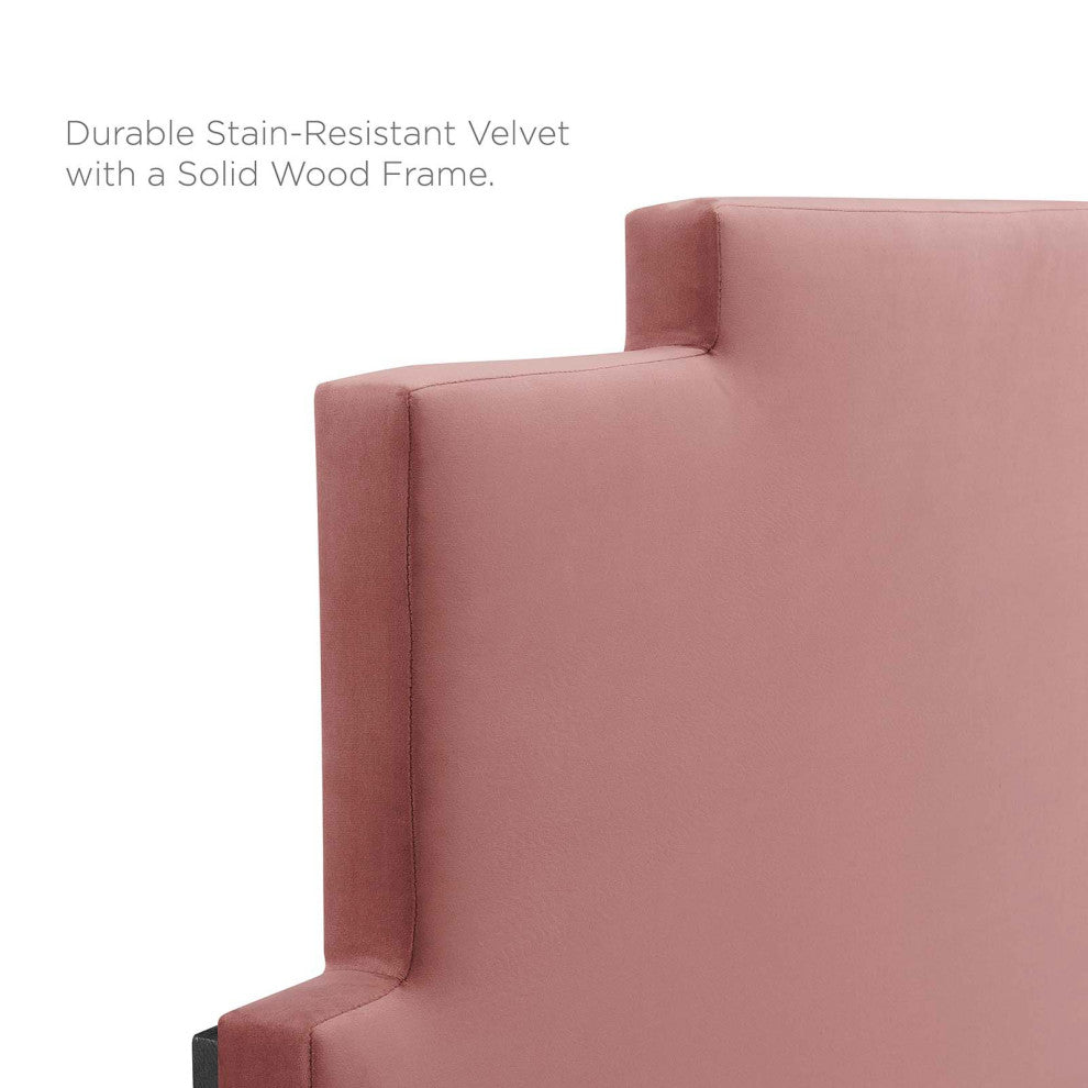 Platform Bed Frame, King Size, Velvet, Pink, Modern Contemporary, Bedroom Master
