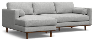 Morrison Mid Century Left Sectional Wide Sofa Tightly Woven Performance Fabric, Mist Grey