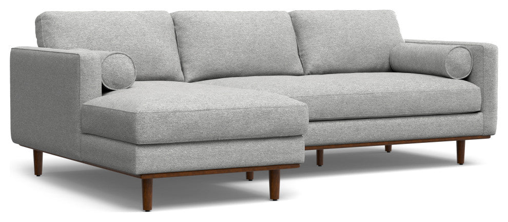 Morrison Mid Century Left Sectional Wide Sofa Tightly Woven Performance Fabric, Mist Grey