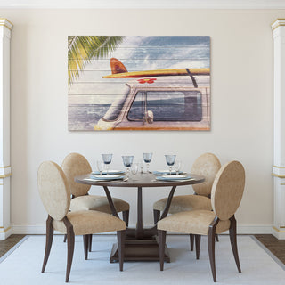 "Beach Bound" Wall Art Giclee Printed On Solid Fir Wood Planks