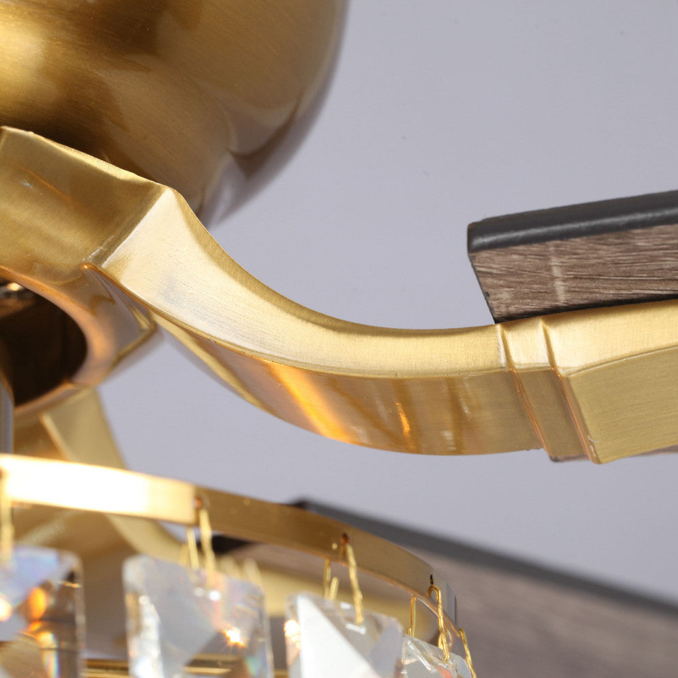 52 in Crystal Ceiling Fan with Remote Control in Gold
