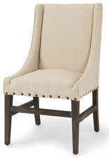 Kensington I Cream Fabric and Solid Wood Dining Chair