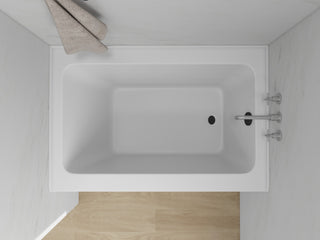 Vanity Art Alcove Soaking Acrylic Bathtub, White/Matte Black, 48"x32", Right