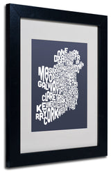 'Ireland Text Map - Slate' Matted Framed Canvas Art by Michael Tompsett