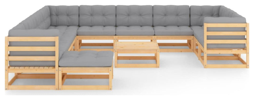 Vidaxl 13 Piece Garden Lounge Set With Cushions Solid Pinewood