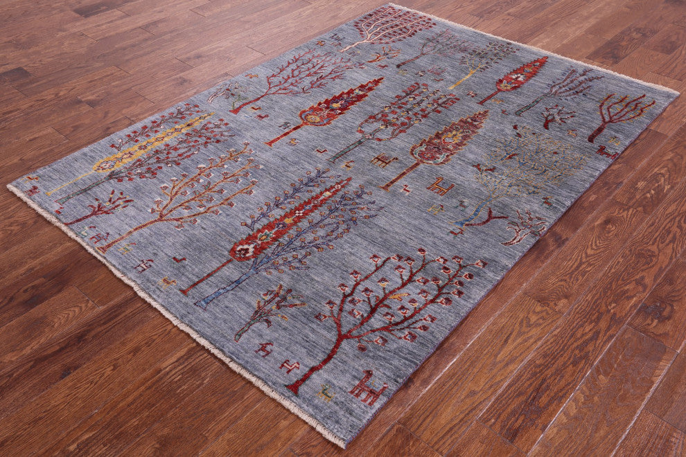 Tribal Persian Gabbeh Handmade Rug 4' 7" X 6' 6" Q11056