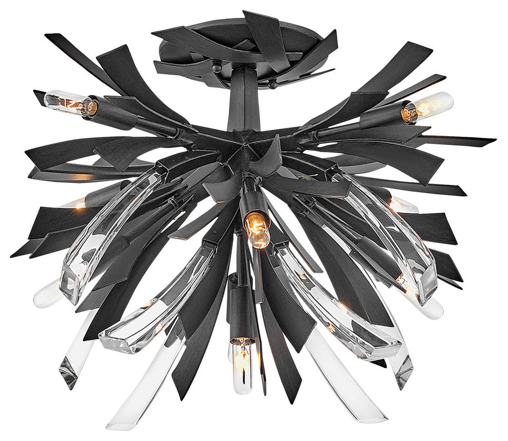 Fredrick Ramond FR40903 Vida 9 Light 24"W Semi-Flush Ceiling - Brushed Graphite