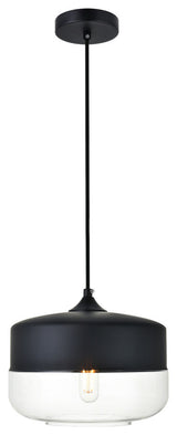Ashwell 1 Light Pendant, Black And Clear
