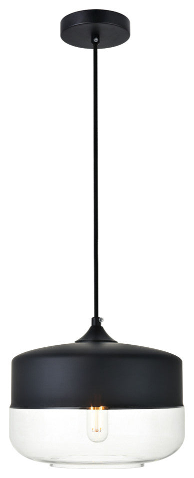 Ashwell 1 Light Pendant, Black And Clear