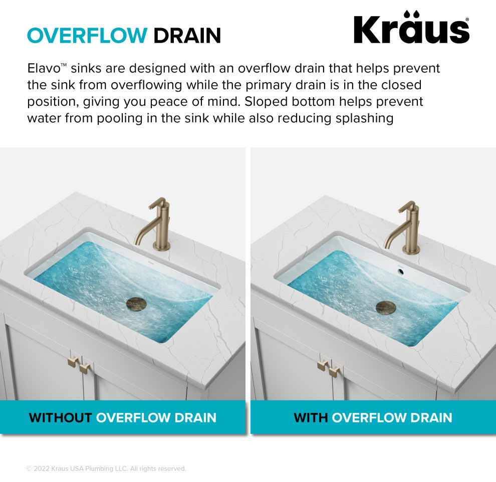KRAUS Elavo 19.25 in. Oval Porcelain Ceramic Undermount Bathroom Sink