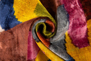 Handmade Silk Velvet Pillow 16x24, Down Feather Insert, Colorful Abstract