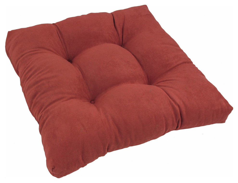 19" Squared Microsuede Tufted Dining Chair Cushion, Red Wine
