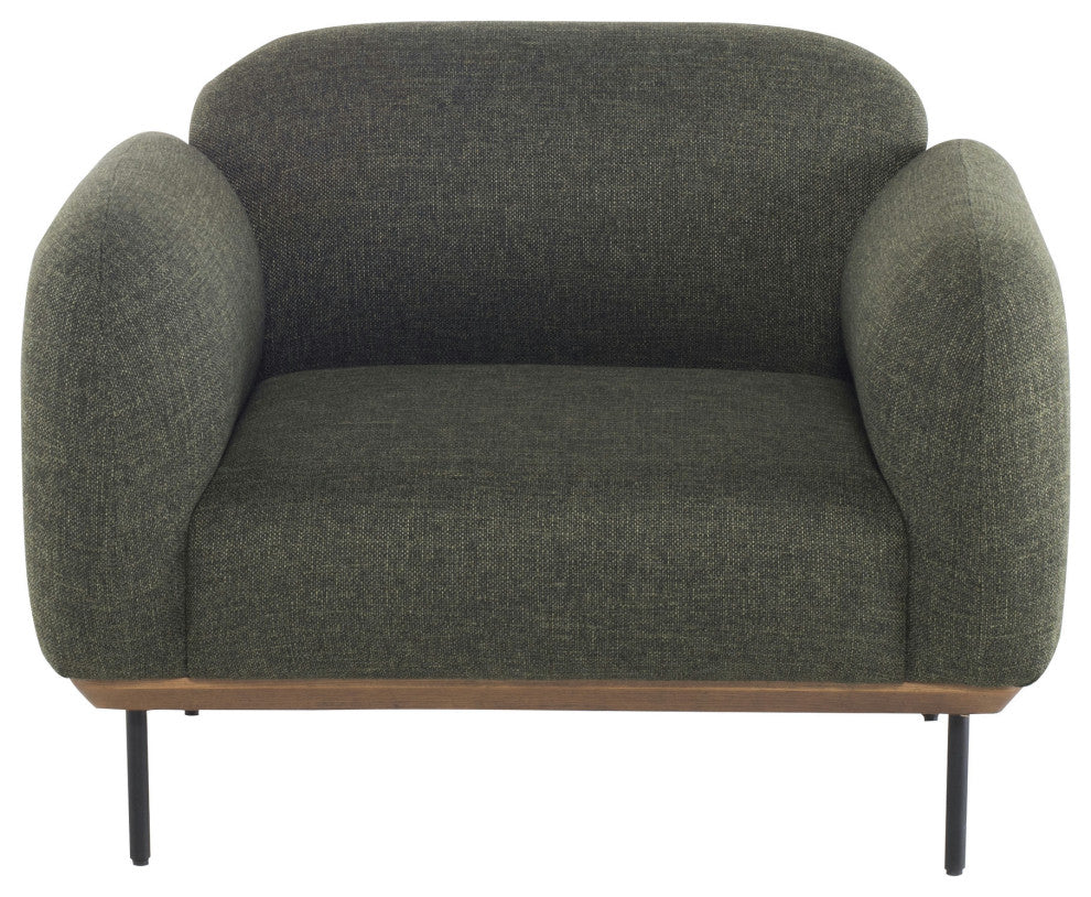 Benson Hunter Green Tweed Fabric Single Seat Sofa