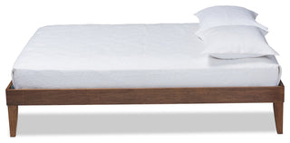 Modern Walnut Brown Finished Queen Size Platform Bed Frame