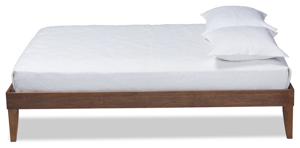 Modern Walnut Brown Finished Queen Size Platform Bed Frame