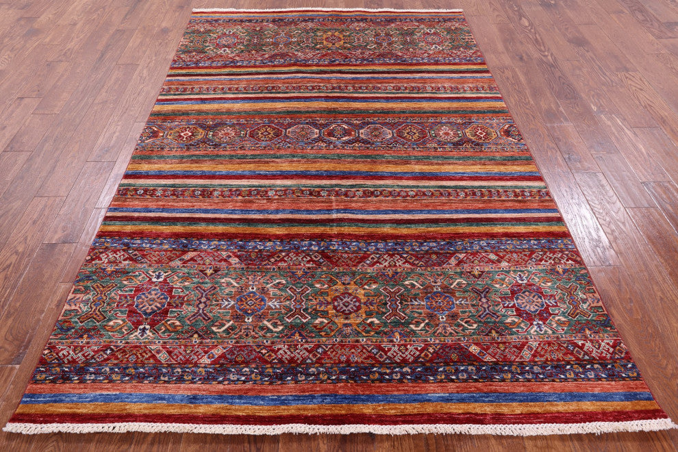 5' 7" X 8' 6" Super Kazak Khorjin Handmade Wool Rug - Q12751