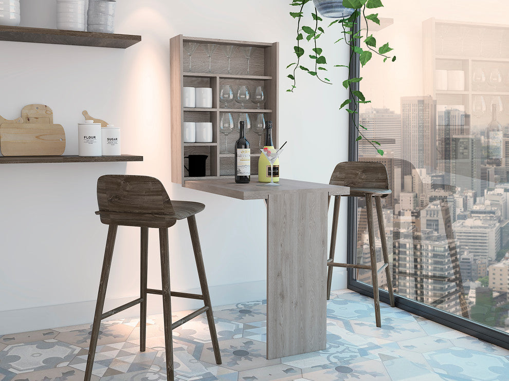 Dalton Foldable Floating Desk with 7 Shelf Divisions, Light Gray