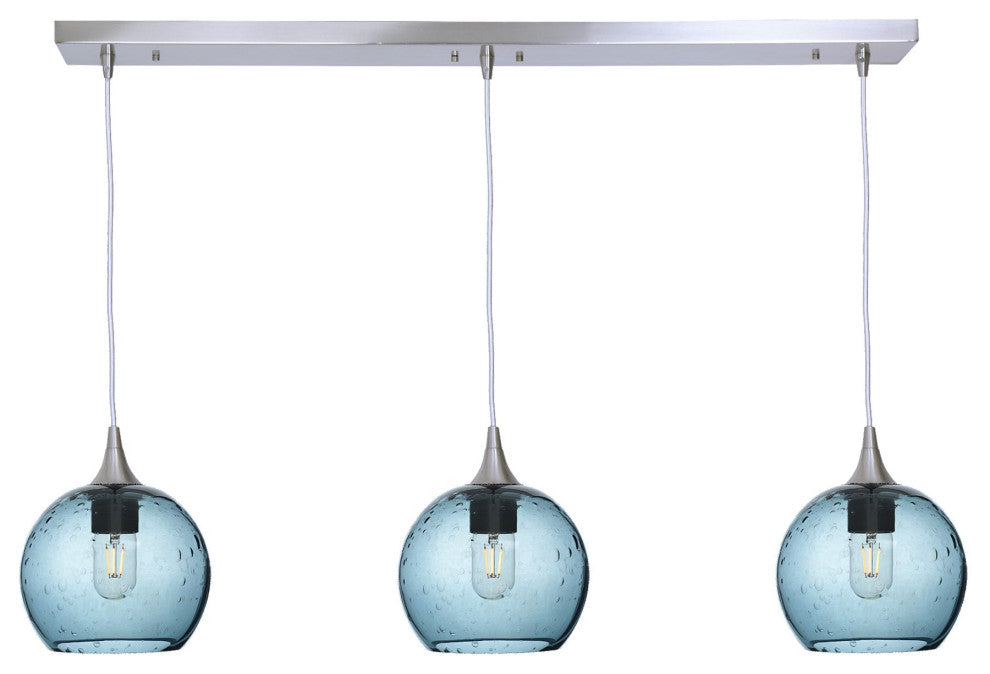 3 Pendant Linear Chandelier, Slate Gray, Brushed Nickel, 4 Watt