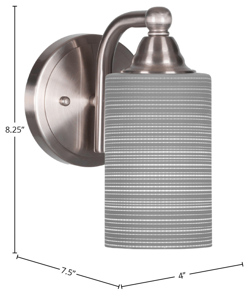 Paramount Wall Sconce, Brushed Nickel, 4" Gary Matrix Glass