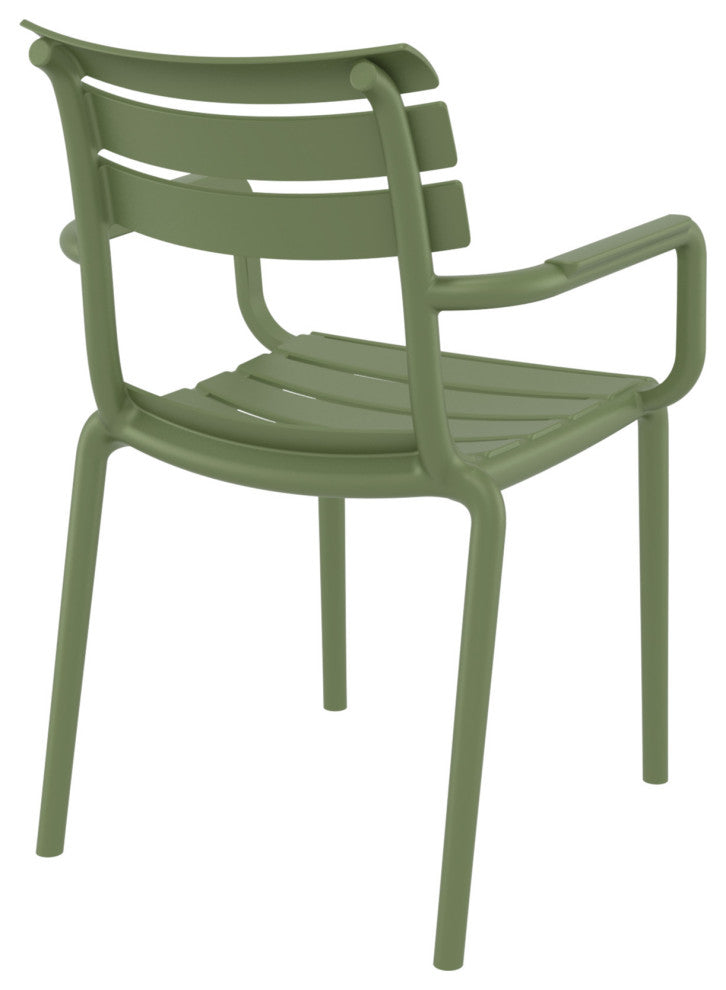 Paris Resin Outdoor Arm Chair, Set of 2, Olive Green