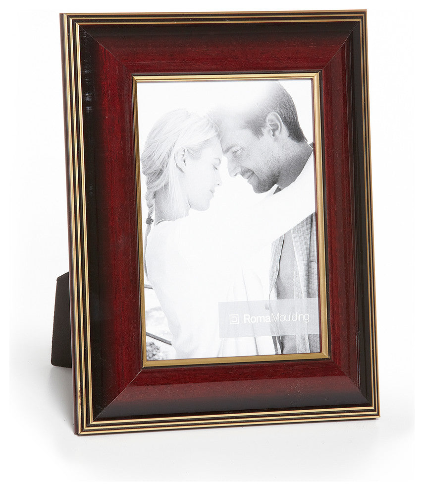Mahogany Lacquer With Gold Picture Frame, 1-5/8", Easle Back, 4 x 6