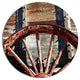 Old Brown Cart Wheel, Landscape Round Wall Art, 11"