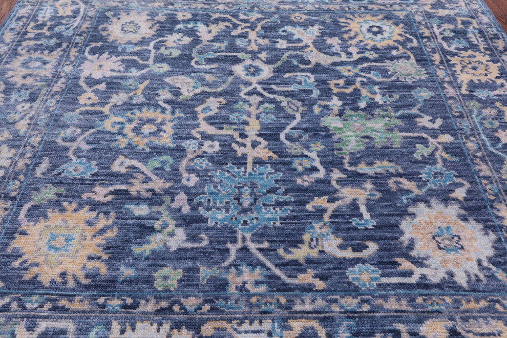 6' Square Hand Knotted Turkish Oushak Wool Rug - Q14960