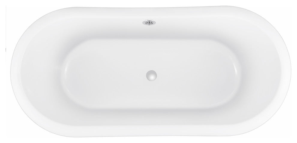 59" Acrylic Roll-Top Clawfoot Non-Whirlpool Bathtub, Black