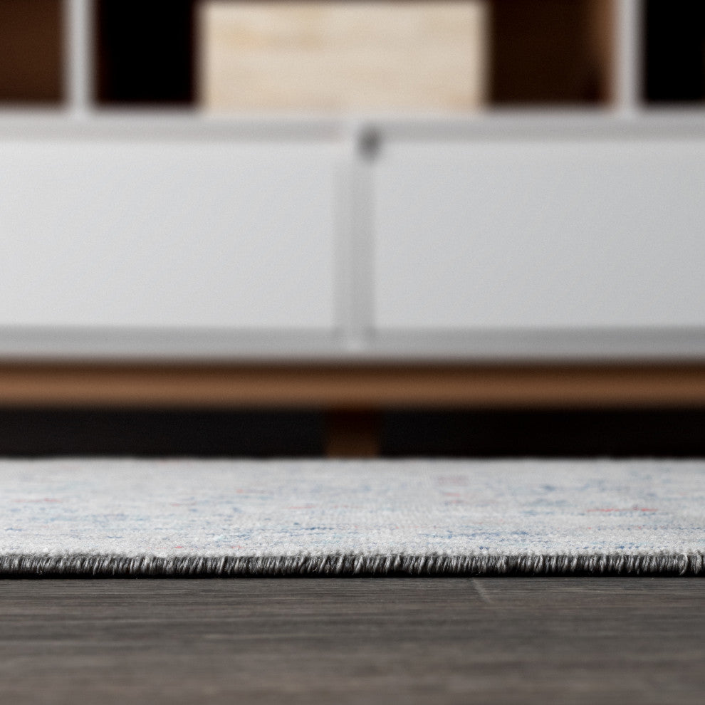 Modern Persian Vintage Medallion Light Grey/ Multi 3' x 5' Area Rug