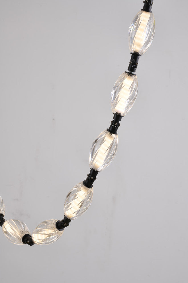 22-Light Black LED Chandelier With Clear Crystal Shades