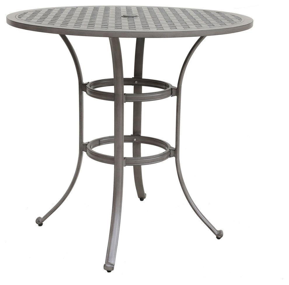Carlsbad 42" Cast Aluminum Round Bar Table, Heritage Grey