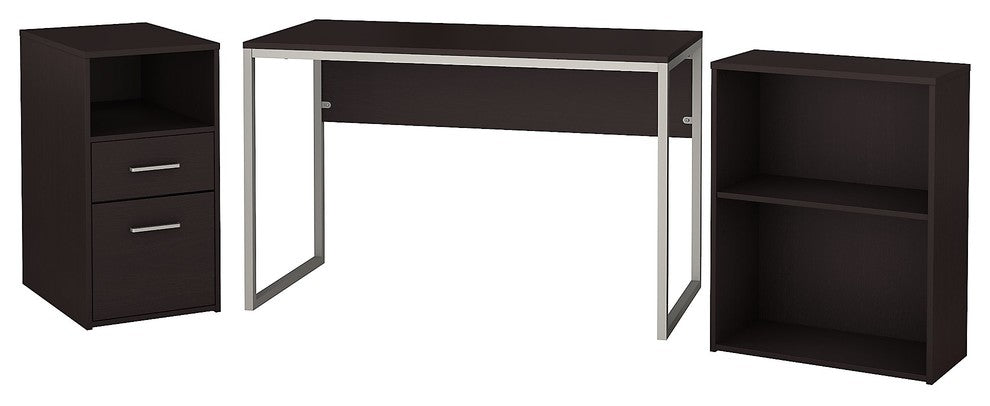 Bush Torte Computer Desk With File Cabinet and Bookcase, Espresso Oak
